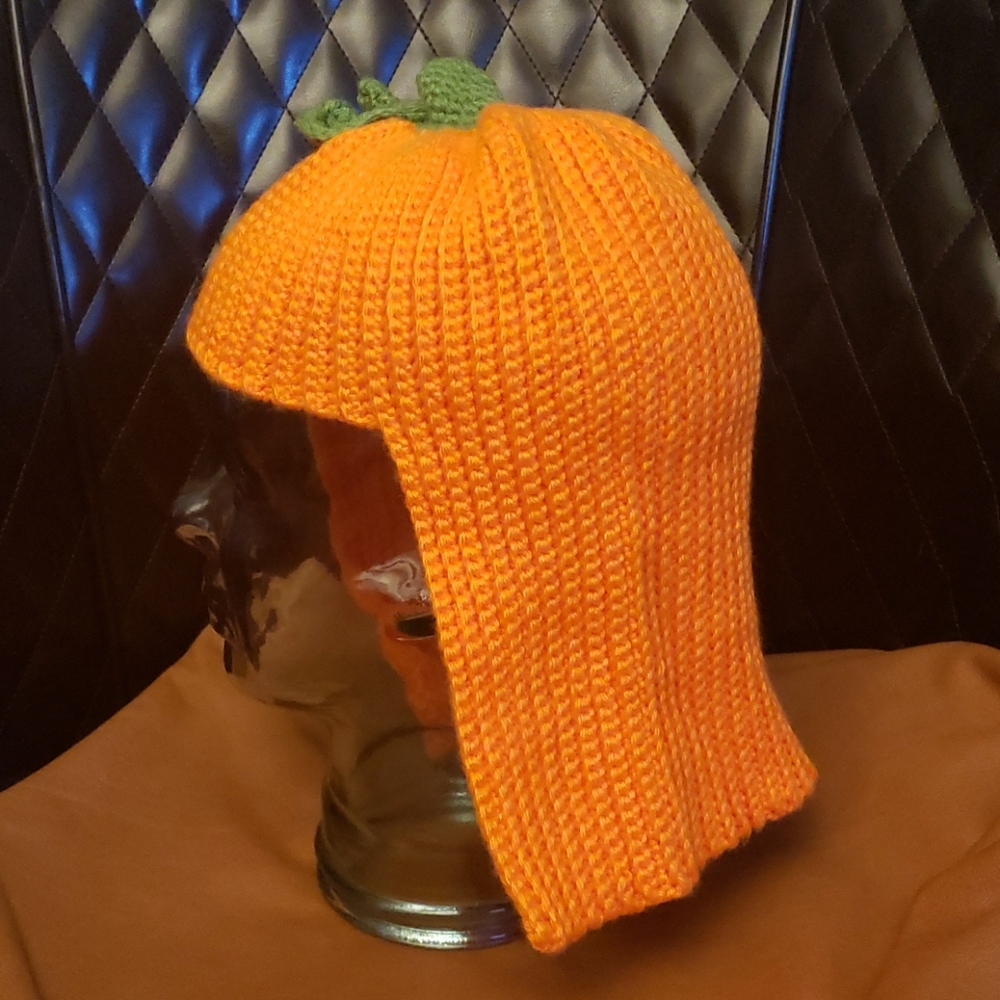 Crocheted pumpkin hat/wig